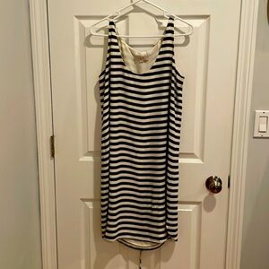 Loft: Tank-Top Dress in Black-and-White Stripe; Size: Medium